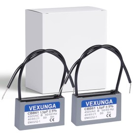 VEXUNGA CBB61 Capacitor 1.5µF 450V AC Fan Capacitors Air Conditioning Ceiling Fan Motor Capacitor Cbb61 Running Capacitor Starting Capacitor 1.5uF 50/60Hz (Pack of 2)