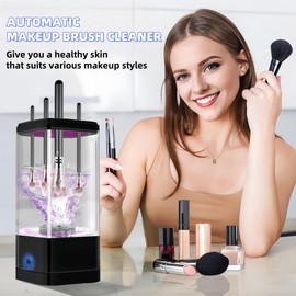 Electric Makeup Brush Cleaner, Multi-Functional Cosmetic Brush Cleaner, Portable Cosmetic Brush Cleaner Dryer Tool for All Size Makeup Brush, USB-C Cable, Perfect Beauty Gift for Women(Black)
