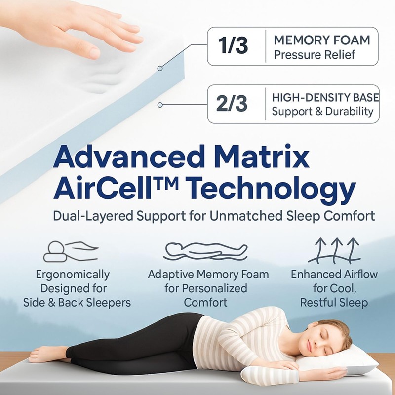 Matrix Cell Memory Foam Roll-Up Camping Mattress for Kids, Folding