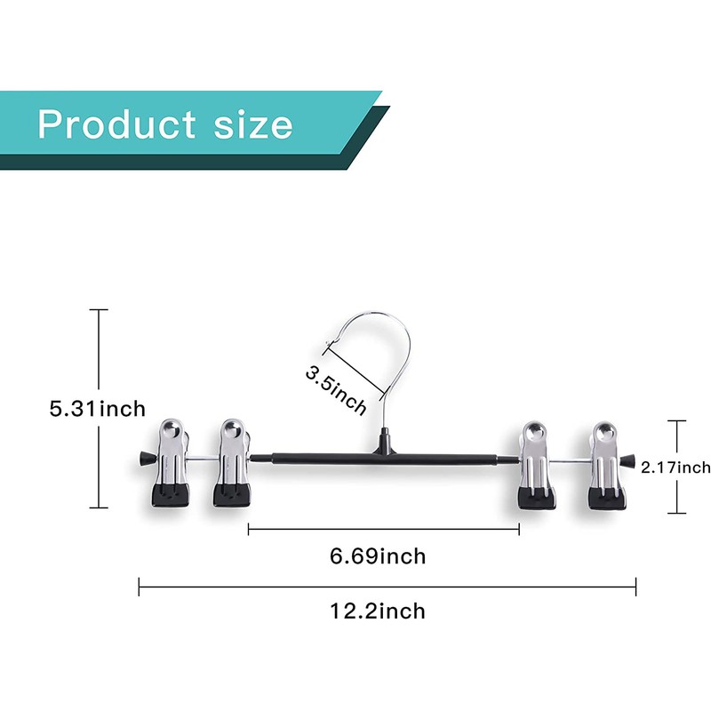 HWAJAN Pants Hangers with Clips for Women 20 Pack Adjustable