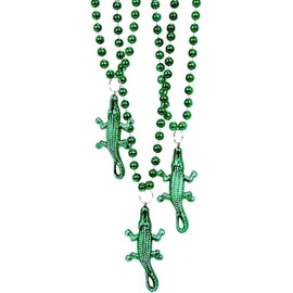 12 Pcs Crocodile Mardi Gras Beads Alligator Throw Party Parade Decorations Eco Alligator Beads 33" (6 Alligators 6 Beads) Cajun Florida New Orleans Seafood Crawfish Boil Party