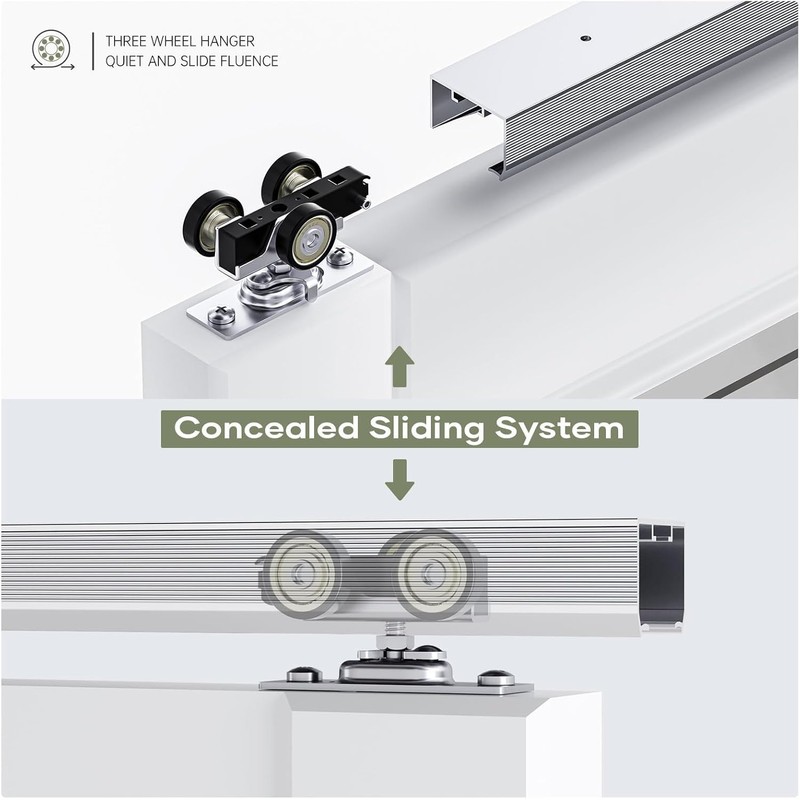 EaseLife 4.6FT/55in Sliding Pocket Door Hardware Kit,Commercial Grade,Aluminum Box Rail
