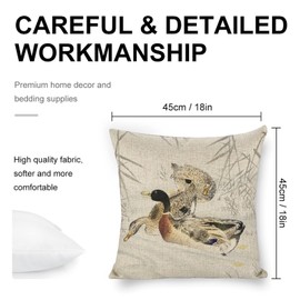 Icotoibabie Three Ducks Floating in The Water Pillowcase Linen Throw Pillow Covers 18×18 Inch,for Sofa Car Bedroom Cushion Cover