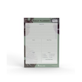 Collins Flourish A5 Daily Desk Pad - To Do List and Task Tracker notepad - 60 sheets Grey