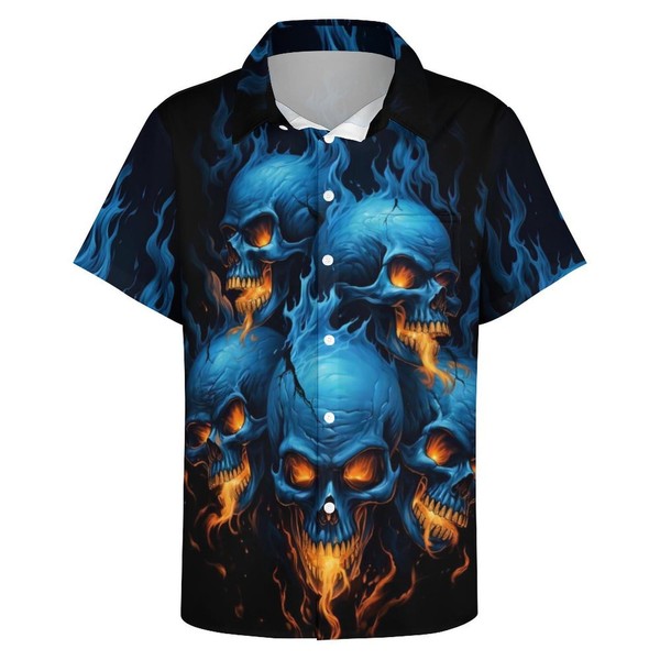 Hurspmr Men's Button Down Shirt with Skull Cool Graphic Casual