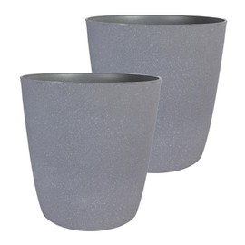 The HC Companies Santa Fe Round Self-Watering Pot - Lightweight Plastic Planter for Herbs & More - Durable Plant Pots for Indoor Plants & Outdoor Plants (12” Pebble Gray, Pack 2)