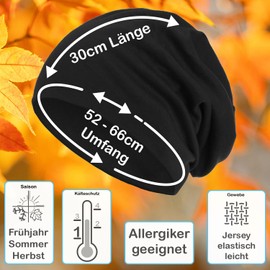 style3 Slouch Beanie, warm autumn/winter breathable, fine and light jersey, XXL, unisex, delicate, one size - Beanie black