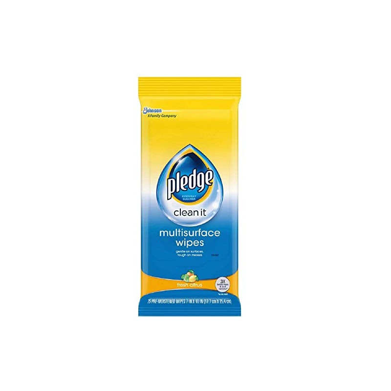 Pledge Multi Surface Everyday Wipes 25 ea (Pack of 2)