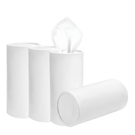DXNQ 4 PCS Car Tissues Holder, Car Cup Holder Refillable Travel Tissues Tube with Facial Tissues, Portable Cylinder Round Tissue Boxes Container Decor for Car Office Home (White)