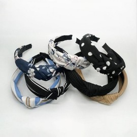 Popular 7-Piece Wide Twist Headband Set White Floral 5ea