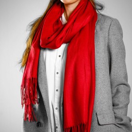 Hicarer 6 Pcs Winter Scarf for Men Women Warm Soft Neck Scarf with Tassel Edge Classic Imitation Cashmere Scarf (Plaid/Red) (Red)