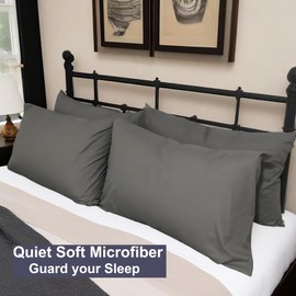 Premium Queen Pillow Cases - 6 Pack -Gray Standard - Ultra Soft Brushed Microfiber Fabric - Shrinkage and Fade Resistant Pillow Covers Queen Size