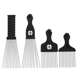 Healeved Professional Hair Styling Tool Set 4 Pcs Metal Afro Hair Comb for Home Use