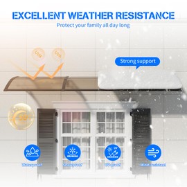 Awning for Door Entrance,40X120 Inches Awnings for Doors,Window Awning Canopy Exterior with Plastic Steel Bracket,Polycarbonate Cover,UV,Rain,Snow Protection for Porch,Patio,Deck