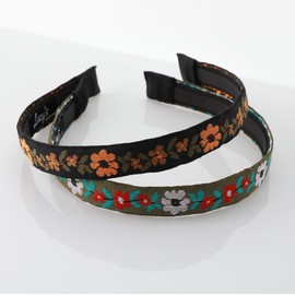 Burnaby Unique Ethnic Flower Pattern Hairband Olive / 버나비 유니크 에스닉 플라워 패턴 헤어밴드 올리브