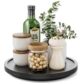 LAMU 11in Lazy Susan Organizer Turntable Vanity Tray Pine Wood Lazy Susan Turntable for Cabinet Table Top Bathroom Countertop Perfume Organizer