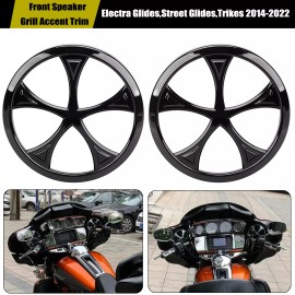 Unbranded Gloss Black Speaker Grill Trim Cover For Harley Touring Ultra Limited FLHTK 14+
