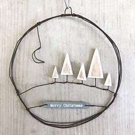 East of India Hanging Metal Christmas Tree Wreath Merry Christmas