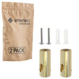 smartect Aluminium Wall and Ceiling Pins for Fixing Textile Cables, Pack of 2, Gold, Ceiling Mounting with Screws and Dowels, Monkey Swing, Surface-Mounted Cable Holder for Own DIY Project