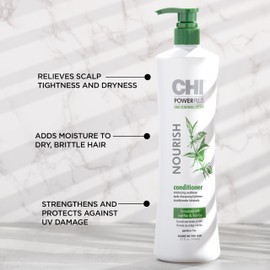 CHI Powerplus Nourishing Conditioner, Hair Renewal System For A Healthy Scalp, Relieves Tightness & Dryness, Strengthens & Protects Against UV, 32 Oz