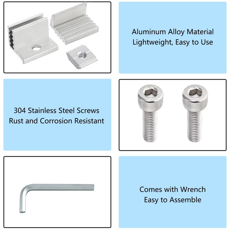 YOUEON 10 Pack Solar Panel End Clamps 35-50mm Adjustable, Aluminum