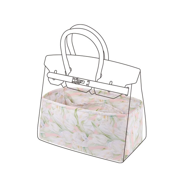 ArcDiary Bag Organizer Storage Bag in Bag Tote Organizer Lightweight for Birkin 25/30/35/40 (Birkin25, Tulip)