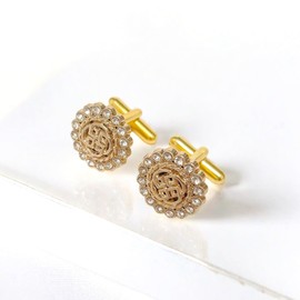 BLIKEJIN Men Cufflinks Gold Rhinestone Elegant Sparkling Gorgeous Wedding Ceremony Business Formal Shirt Accessories