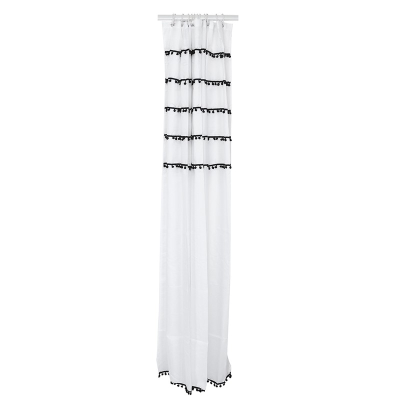 Elegant Black and White Polyester Bathroom Shower Curtain Waterproof Mildew