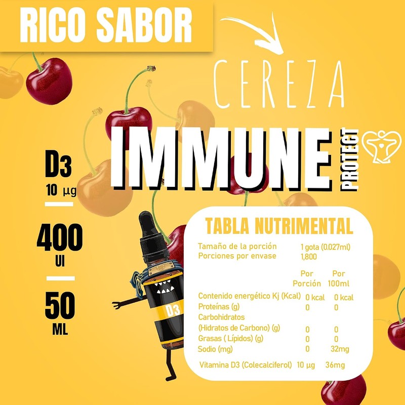 Vitamina D3 en Gotas Sublingual Más Absorción Gotas Concentradas Sabor