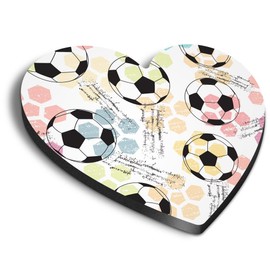 1x Heart MDF Magnet 6cm - Pastel Football Theme Team Sports Soccer - Fridge Locker Office Whiteboard Toolbox #170030