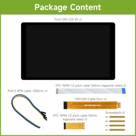 Waveshare 7inch DSI Capacitive Touch Display 2, Compatible with Raspberry Pi 5/4B/3B/CM3/3+/4, 1280 × 800 Resolution, IPS, Optical Bonding Toughened Glass Panel, DSI Interface, 10-Point Touch
