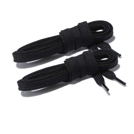 Curtual Wide Flat Athletic Shoelaces with Wide Shoelaces Flat Shoe Laces [2 Pairs] [6 Color][8 Size] for Sneakers and Shoes (72" inches (183 cm), Black)