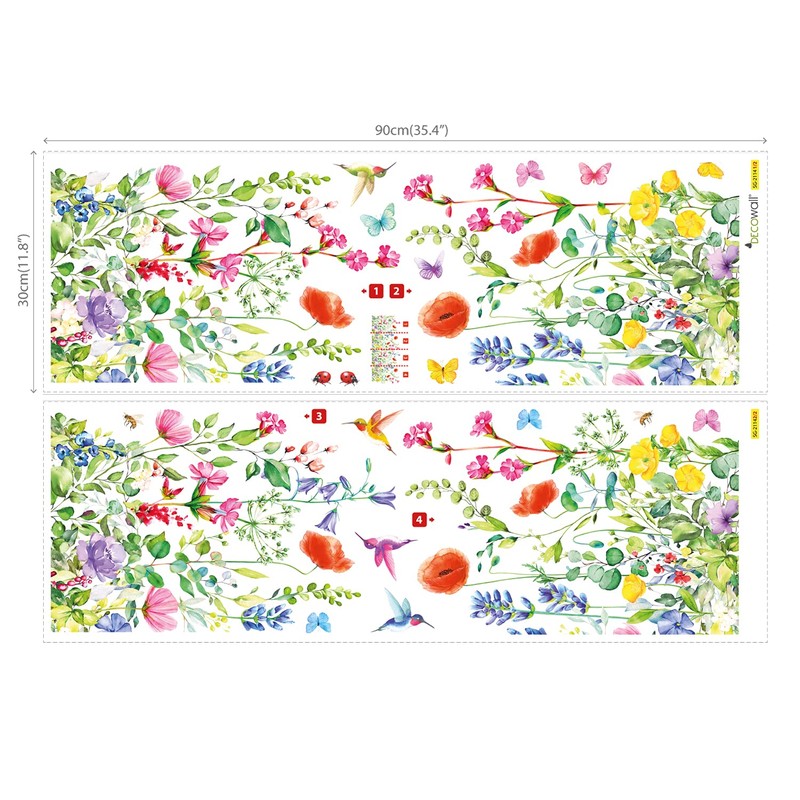 DECOWALL SG-2114 Garden Flowers Wall Sticker Decor Kindergarten Nursery Room