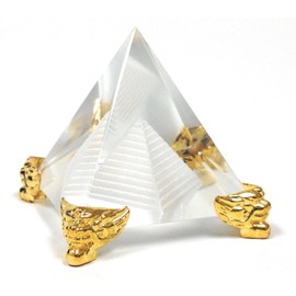 Amlong Crystal 2.3 inch Crystal Pyramid in Pyramid with Gold Stand