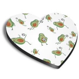 1x Heart MDF Magnet 6cm - Cute Avodaco Football Pattern Sport - Fridge Locker Office Whiteboard Toolbox #52752