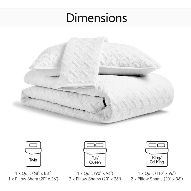 FLYMME Queen Quilt Bedding Set White Lightweight Bedspreads Full Size,Modern