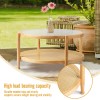 Unbranded Light Wood Boho Round Rattan Coffee Table w/ Glass