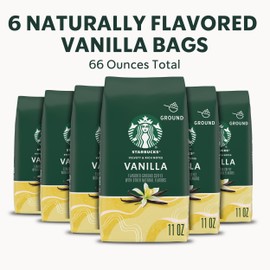 Starbucks Ground Coffee, Vanilla Flavored Coffee, Naturally Flavored, 100% Arabica, 6 bags (11 oz each)