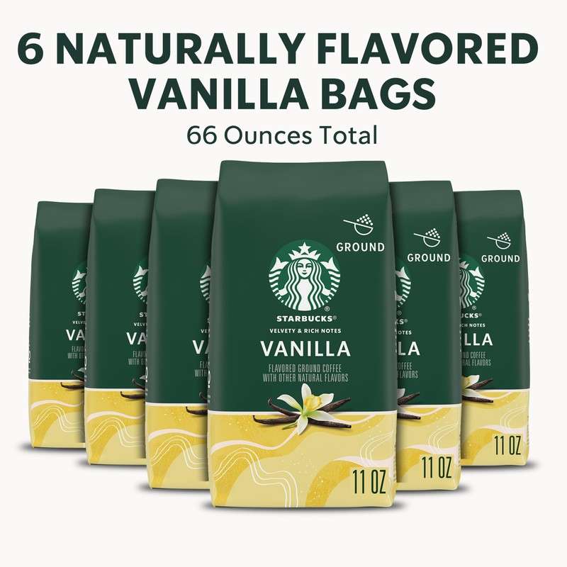Starbucks Ground Coffee, Vanilla Flavored Coffee, Naturally Flavored, 100% Arabica,