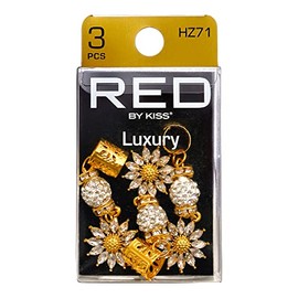 RED by Kiss Dreadlock Jewelry Braid Charms Hair Cuffs for Women Braiding Hair Pendants Decoration Clips 3PCS