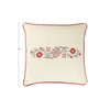 Creative Co-Op Square Floral Cross-Stitch Cotton Piped Trim Pillow, Red