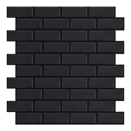 Matte Black Peel and Stick Wall Tiles for Kitchen, WalDecoo 10-Sheet Stick on Backsplash for Bathroom, Large Self-Adhesive Kitchen Backsplash（12''×12''） (Large Subway).