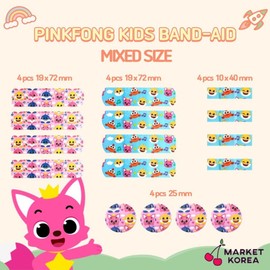 DEAD SKIN Shark Family First Band Aids 64pcs Character Pattern Bandages Pinkpong 3 Mixed Type : 4 Packs (16pcs x 4)