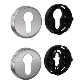 JUVA Cylinder Rosette - Matt Round Stainless Steel Door Rosette - H8250 | PZ-Cylinder Inner Door including Mounting Material | Solid Stainless Steel Key Rosette | 1 Pair of Door Rosette Covers for Interior Doors