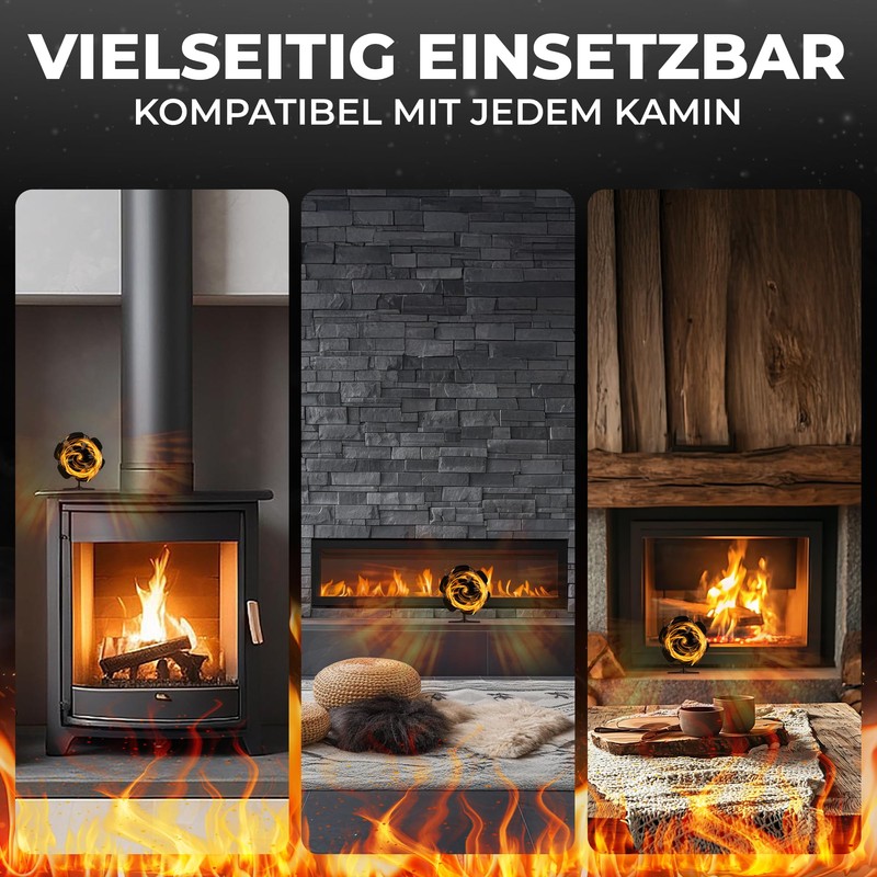FlammenEcho Fireplace Fan - Quiet, Powerful, Efficient for Optimum Heat