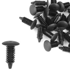X AUTOHAUX Pack of 30 Moulded Clips Studs 7 mm Hole Diameter Plastic Black for Car