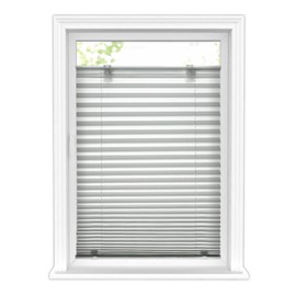 LazBlinds Tool-Free Cordless Pleated Shades with Suction Cups Light Filtering Top Down Bottom Up Pleated Blinds for Window Size 26" W x 64" H, Anthracite