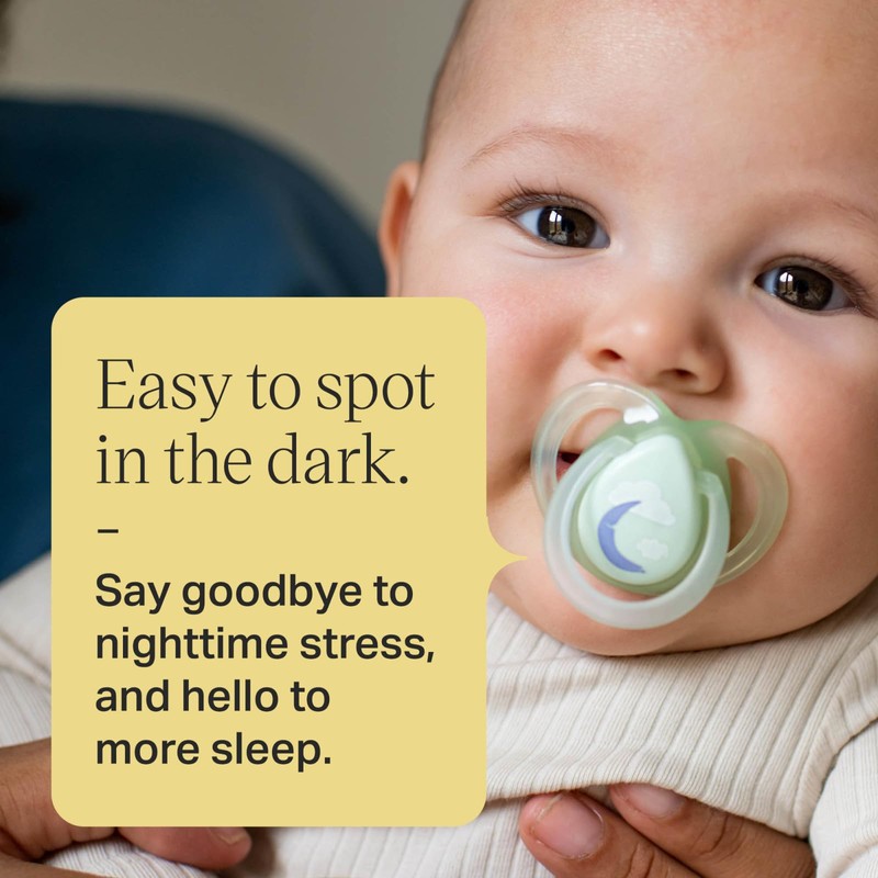 Tommee Tippee Night Time Pacifier, 6-18 Months, Symmetrical Silicone Baglet,