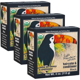 Light Mountain Tinte y acondicionador de cabello negro de henna natural, orgánico, natural, 4 onzas (paquete de 1)