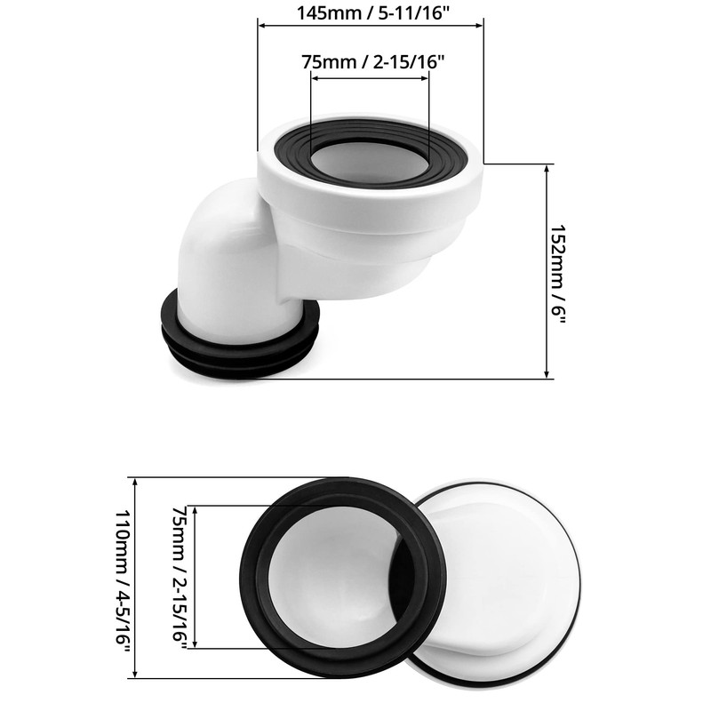 QWORK® 100mm Toilet Offset pan Connector PVC Waste Pipe Connector